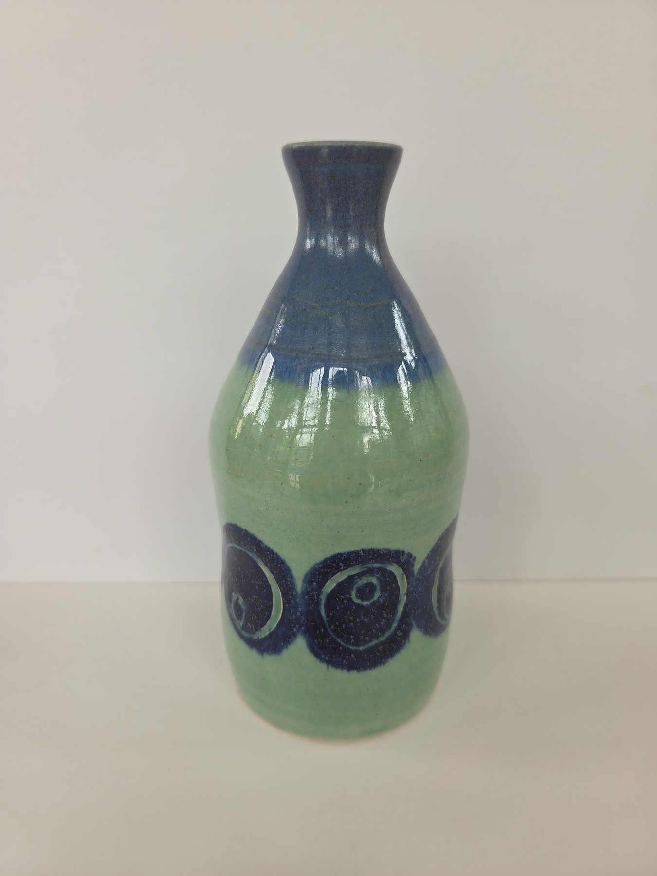 Bottle, Green, blue circles