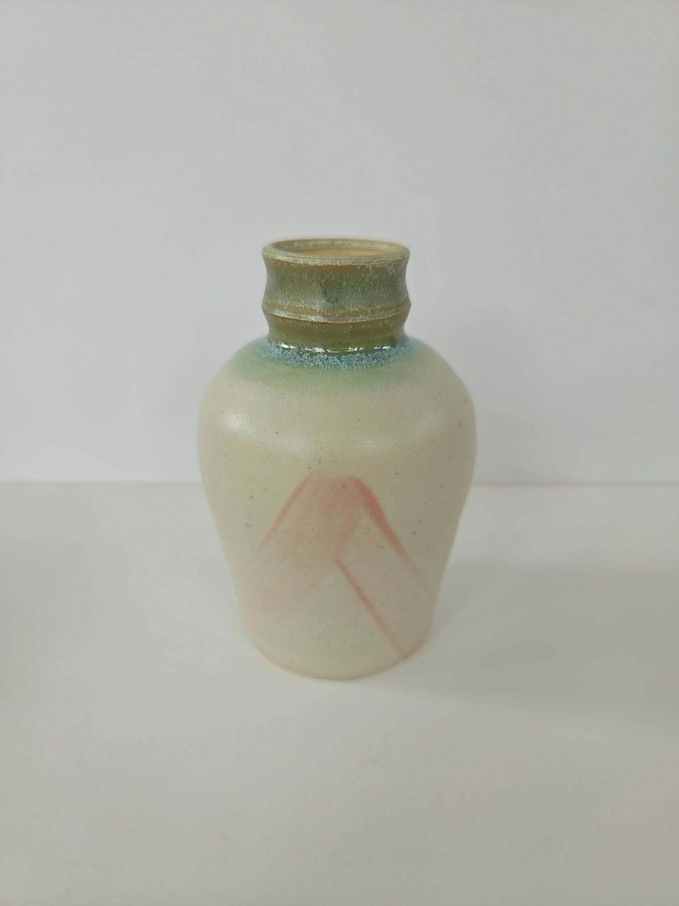 Vase, White, green and pale pink