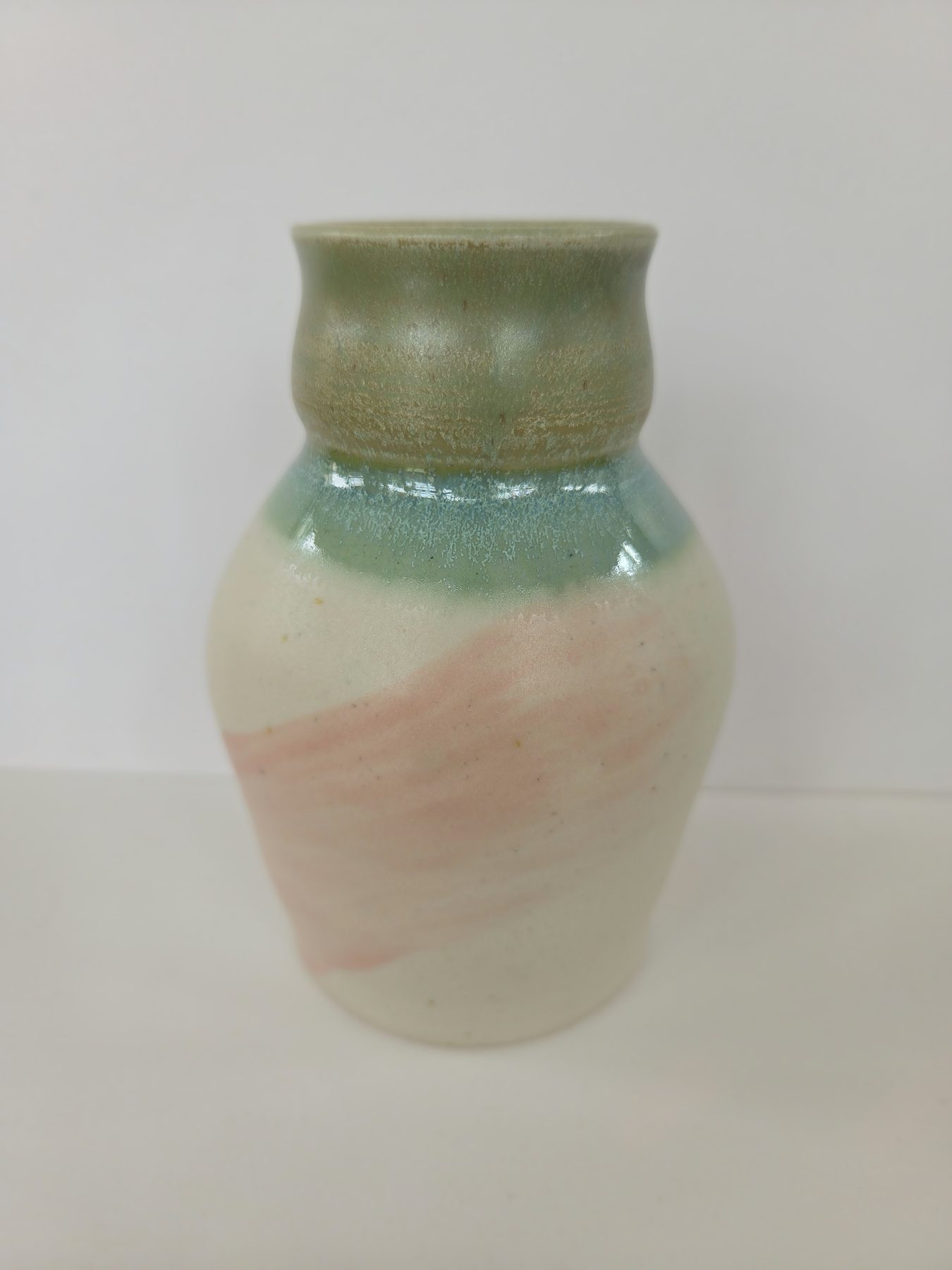 Vase, White, green, pale pink