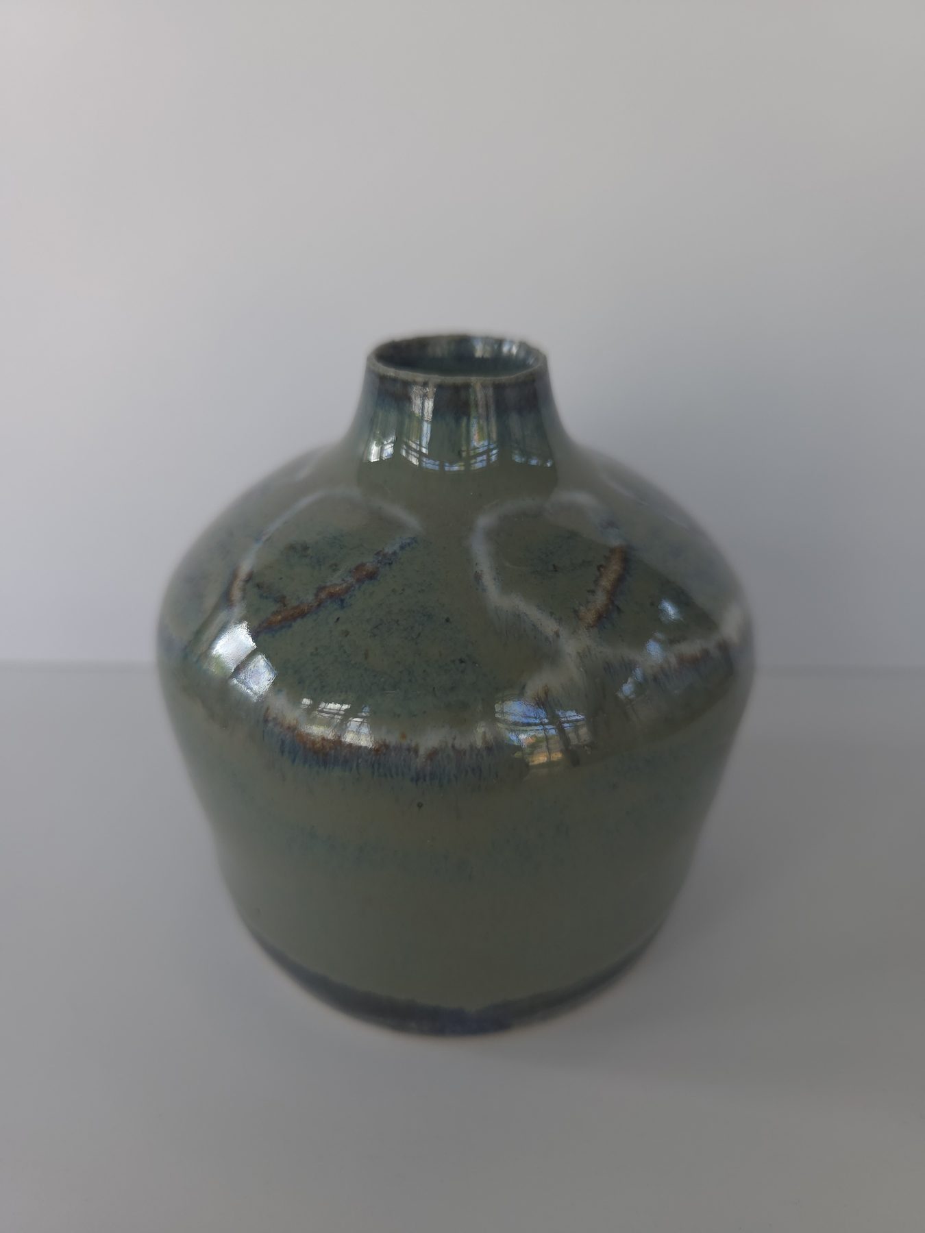 Bud vase, Ironwood blue, cream decoration