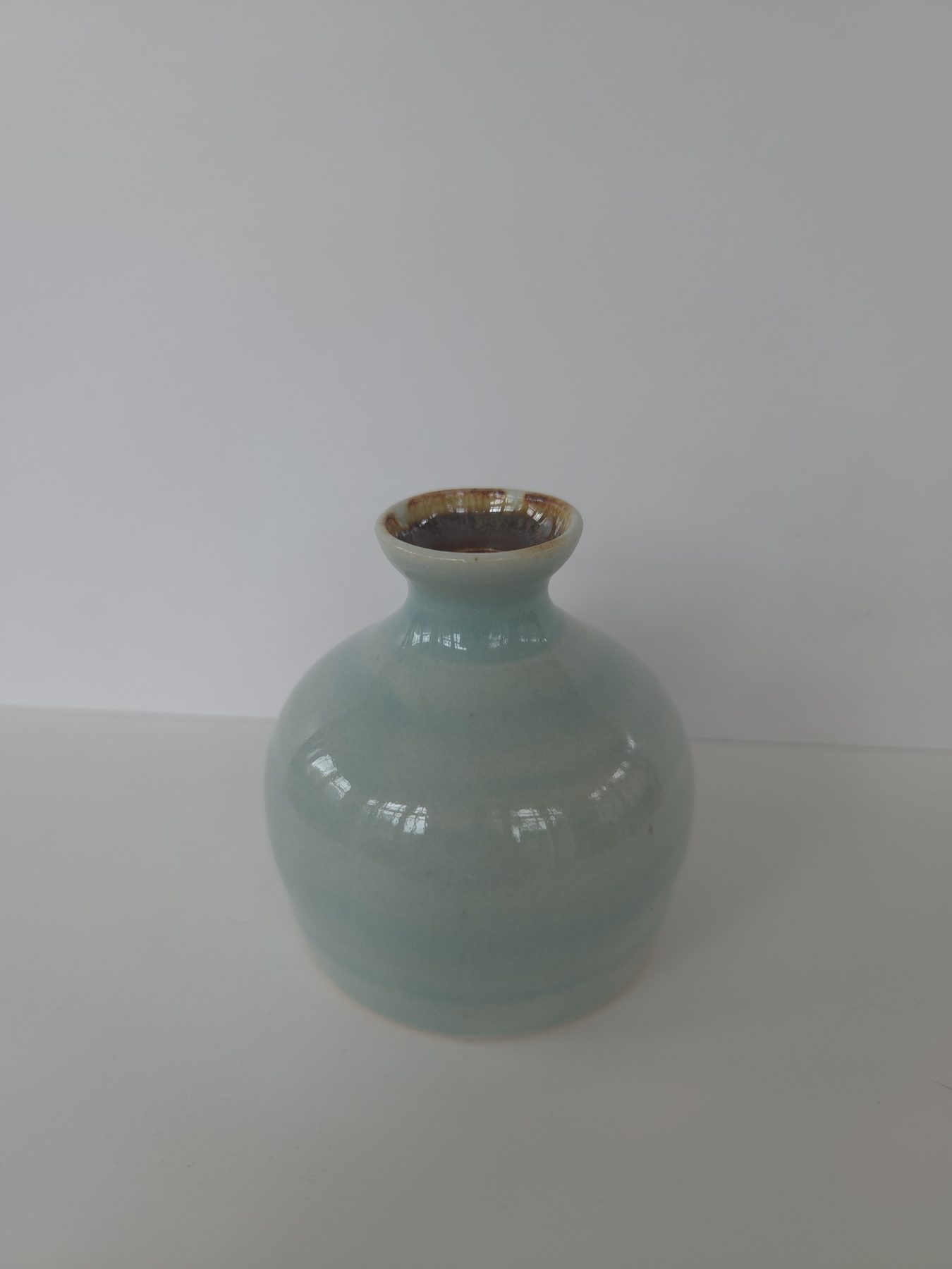 Bud vase, Celadon, iron accent