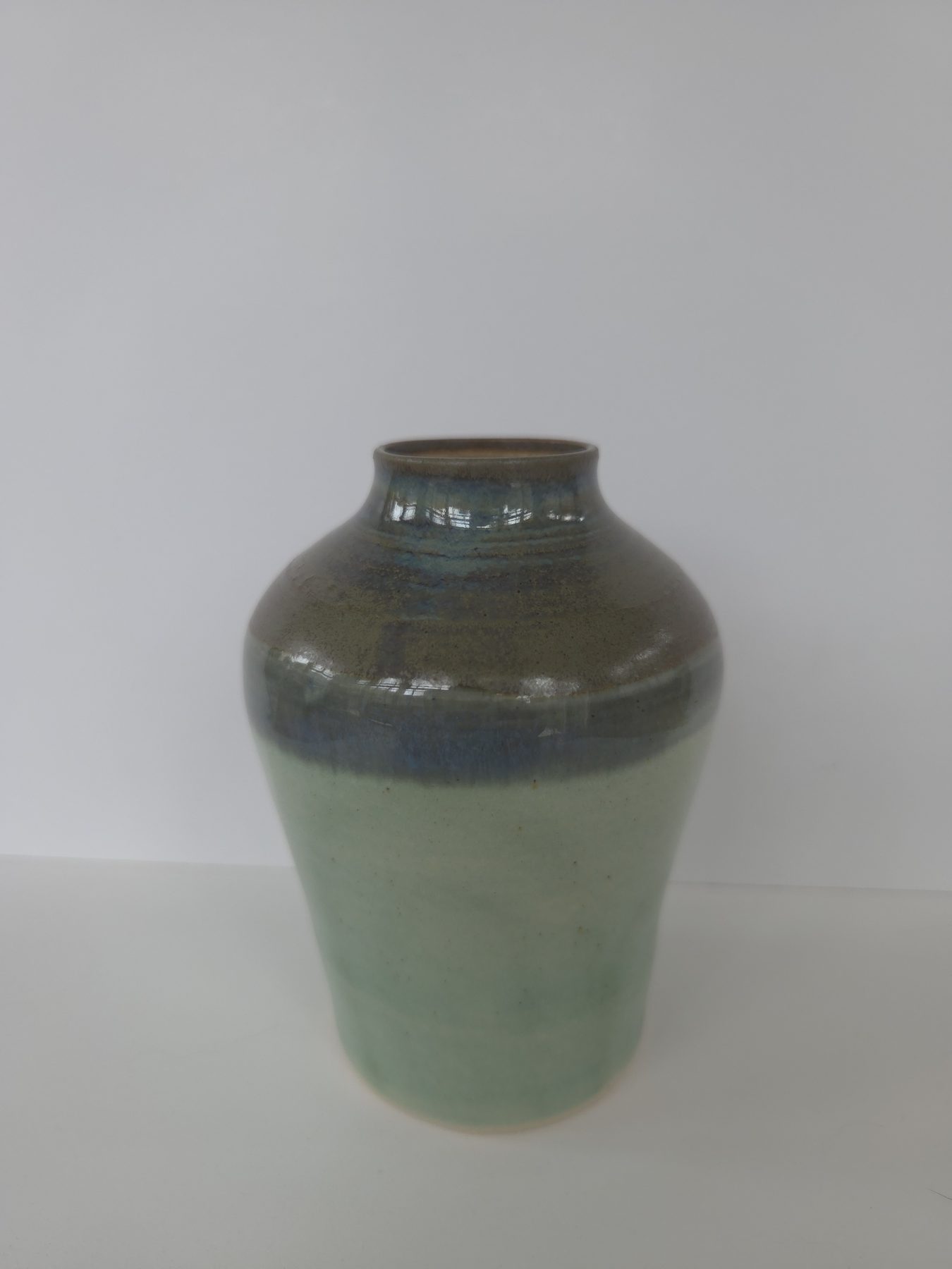 Vase, Green, ironwood green, with copper decoration