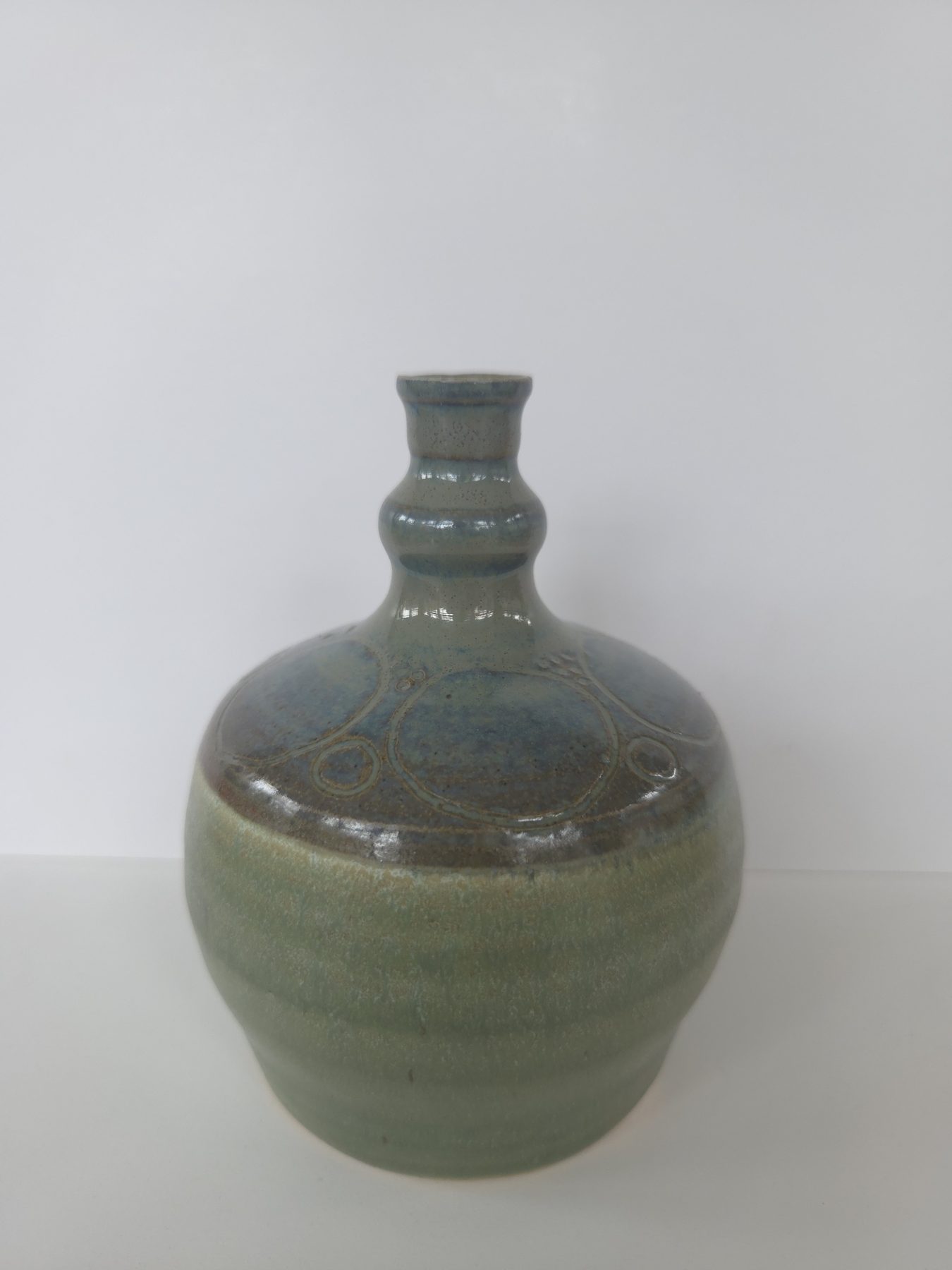 Stem vase, Green, ironwood blue